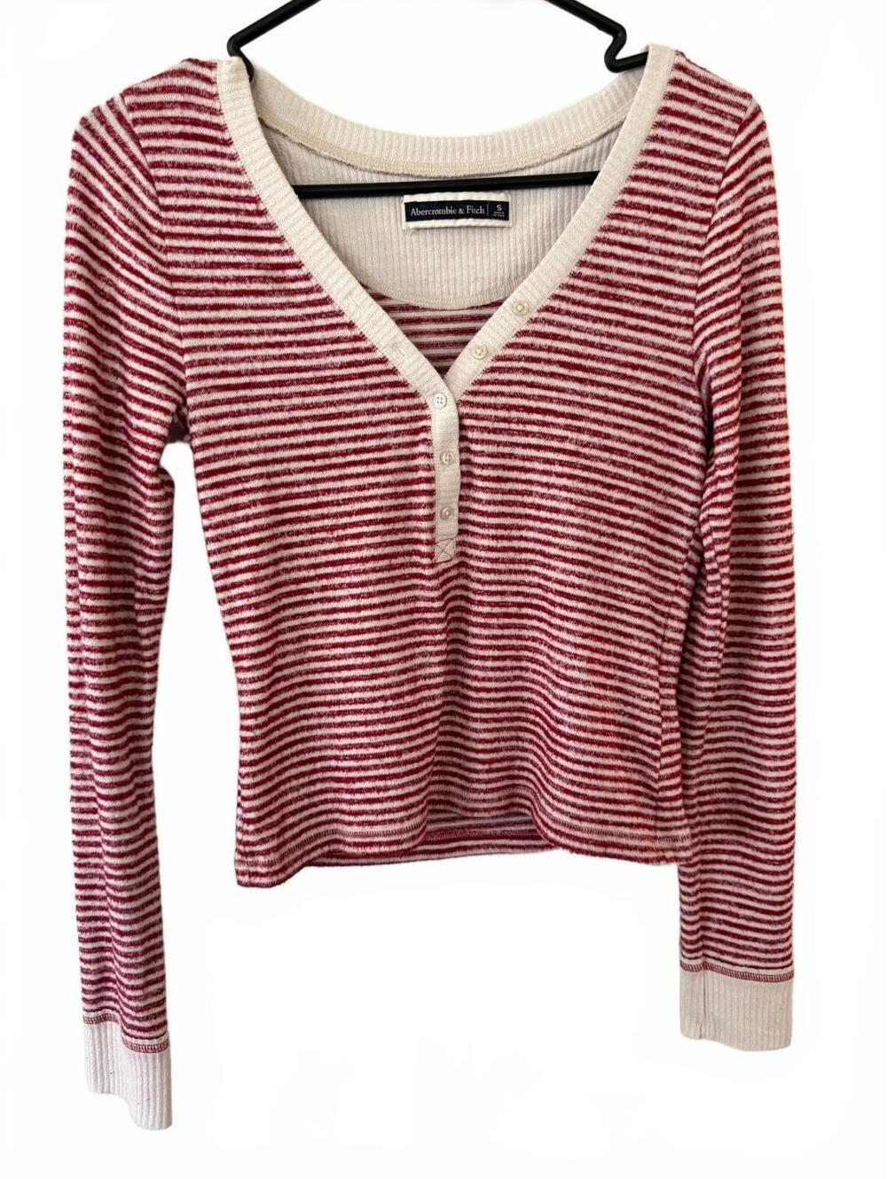 Abercrombie & Fitch Women's Striped Long Sleeve Henley Top Size Small